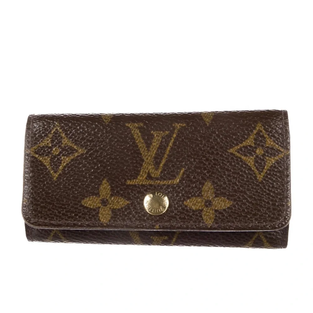 Louis Vuitton LV Coated Canvas Monogram Logo 3 Key Holder Wallet Cardholder